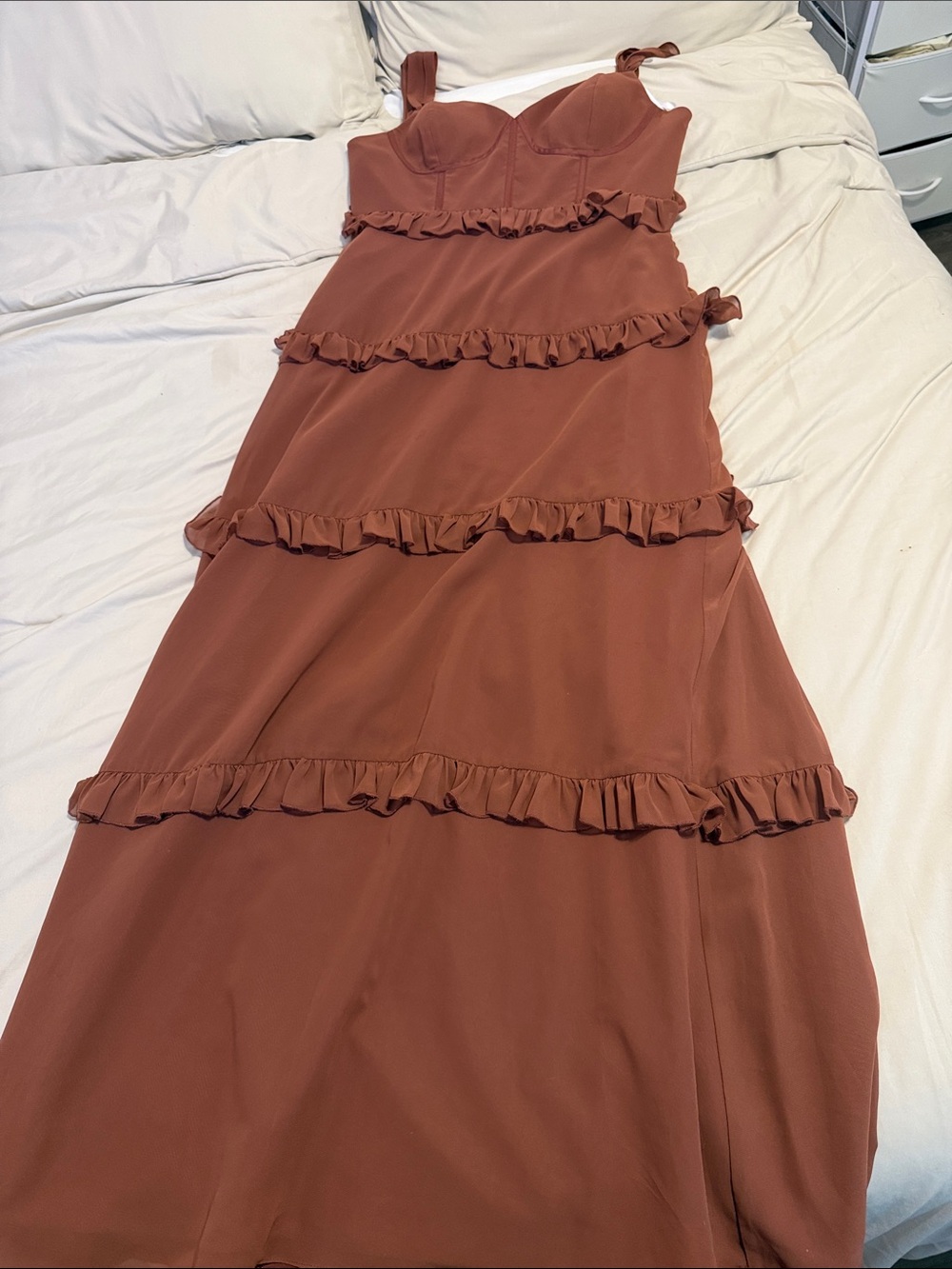 Revelry Rust Ruffle-Tiered Maxi Dress - Picture 3 of 8